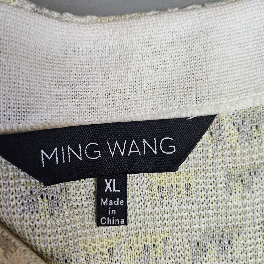 Ming Wang Cream and Soft Yellow Patterned Midi Dress - Picture 5 of 11